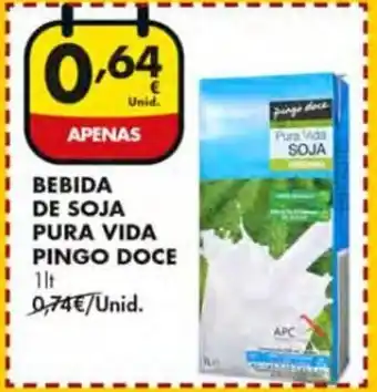 Pingo Doce Bebida de Soja Pura Vida Pingo Doce 1lt promoção