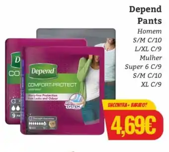 Depend Pants Homem S/M C/10 L/XL C9 Mulher SUper 6 C/9 S/M C/10 XL C9
