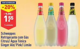 ALDI Schweppes Refrigerante com Gás Citrus/Água Tónica Ginger Ale/Pink/Limão 1L promoção
