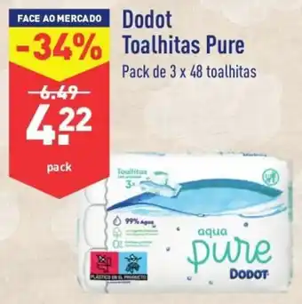 ALDI Aqua Pure Dodot Toalhitas Pure Pack de 3 x 48 Toalhitas promoção