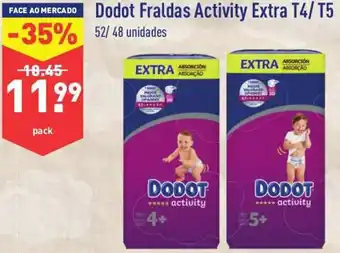 ALDI Dodot Fraldas Activity Esxtra T4/T5 52/48 Unidades promoção