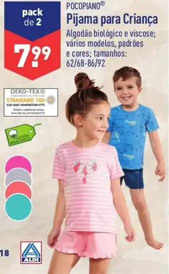 ALDI Pocopiano Pijama para Criança 62/68-86/92 promoção