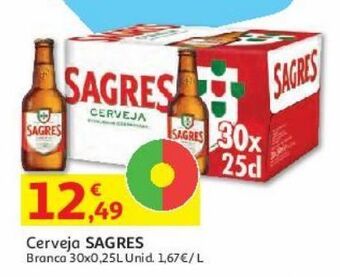 Auchan Cerveja sagres:branca 30x0.25l promoção