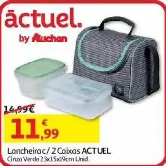 Auchan Lancheira c/ 2 caixas actuel:cinza verde 23 x 15 x19 promoção