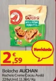 Auchan Bolacha auchan:recheio creme cacau avelã 228g promoção