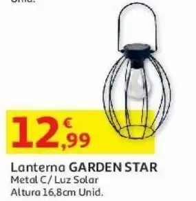 Auchan Lanterna em metal garden star:c/luz solar alt16.8c promoção