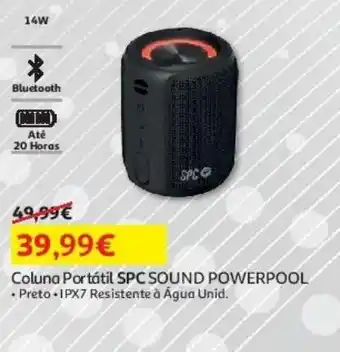 Auchan Coluna portátil spc sound powerpool preta promoção