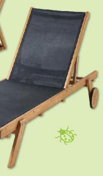 Auchan Espreguiçadeira garden star:acacia/textilene preto 195x71c promoção