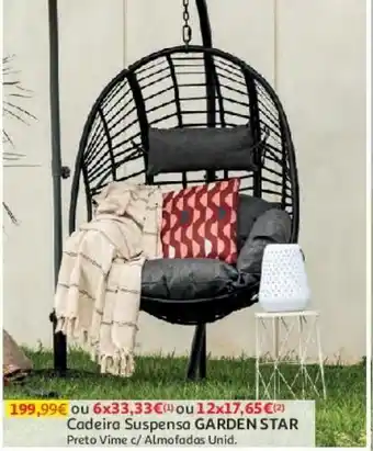 Auchan Cadeira suspensa garden star:preto vime c/almofadas promoção