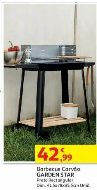 Barbecue carvão garden star:preto rectangular