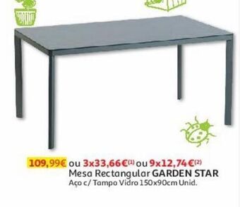 Auchan Mesa rectangular garden star:aço c/tampo vidro 150x90cm promoção