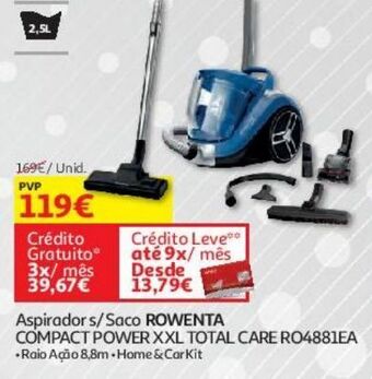 Auchan Aspirador s/saco rowenta compact power xxl total care ro4881ea promoção