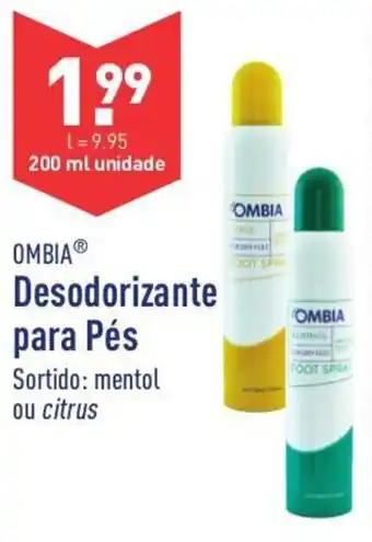 ALDI Ombia Desodorizante para Pés 200ml promoção