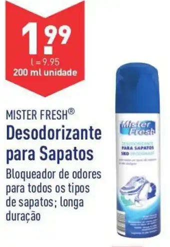 ALDI Mister Fresh Desodorizante para Sapatos 200ml promoção