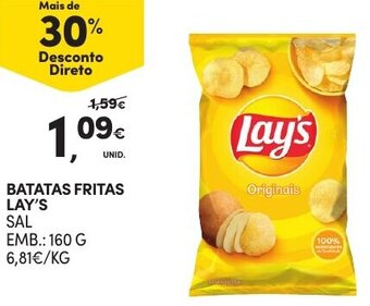 Continente Batatas Fritas Lay's 160g promoção