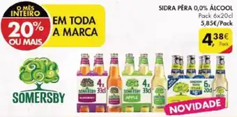 Pingo Doce Sidra Péra 0,0% Álcool Somersby 6 x 20cl promoção