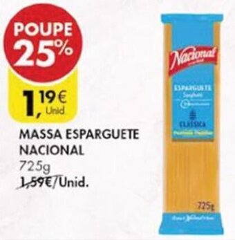 Pingo Doce Massa Esparguete Nacional 725g promoção