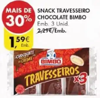 Pingo Doce Snack Travesseiro Chocolate Bimbo 3 unid. promoção