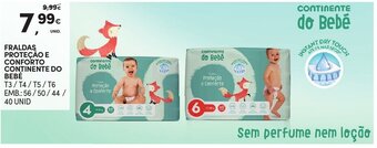 Continente Fraldas Proteção e Conforto Continente do Bebé T3/T4/T5/T6 56/50/44 40 Unid promoção