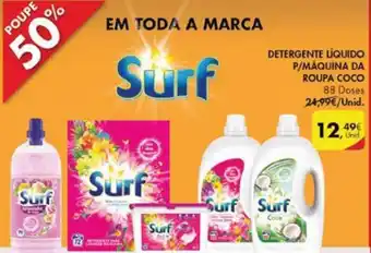 Pingo Doce Surf Detergente Líquido P/Máquina Roupa Coco 88 Doses promoção