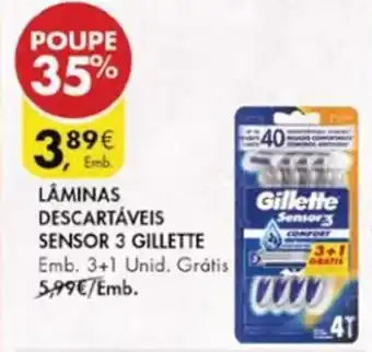 Pingo Doce Lâminas Descratáveis Sensor 3 Gillette 3 +1 unid promoção