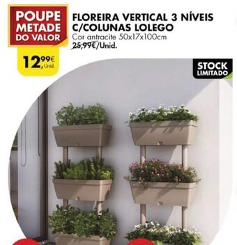 Pingo Doce Floreira Vertical 3 Níveis c/Colunas Lolego 50 x 17 x 100cm promoção