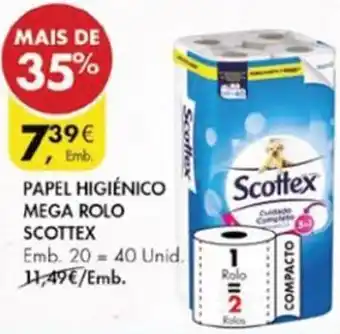 Pingo Doce Papel Higiénico Mega Rolo Scottex 20=40 Unid promoção