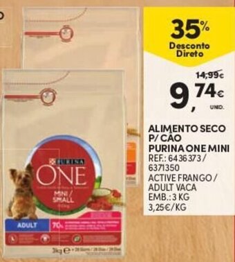 Continente Alimento Seco p/Cáo Purina One Mini 3kg promoção