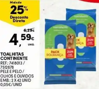 Continente Toalhitas Continente 2 x 42 unid promoção