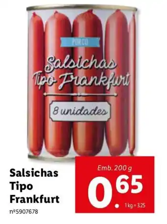Lidl Salsichas Tipo Frankfurt 200g promoção