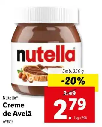 Lidl nutella Creme de Avelã 350g promoção