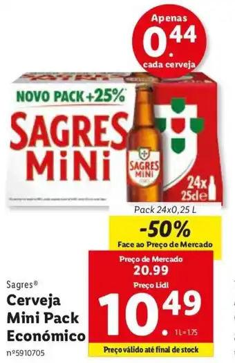Sagres Cerveja Mini Pack Económico 24 x 0,25L