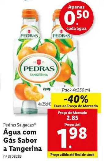 Lidl Pedras Salgadas Água com Gás Sabor a Tangerina 4 x 250ml promoção