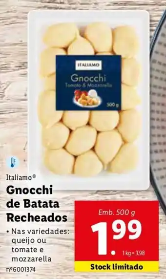 Lidl Italiamo Gnocchi de Batata Recheados 500g promoção