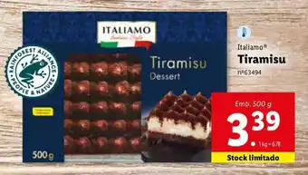 Lidl Italiamo Tiramisu 500g promoção