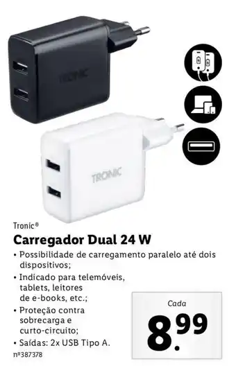 Lidl Tronic Carregador Dual 24W promoção