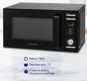 Ambiano Micro-ondas com Grelhador 26,2 x 45,2 x 36,4cm 17L