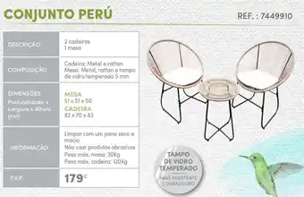 Continente Conjunto Perú Mesa 51 x 51 x 50cm/ Cadeira 82 x 70 x 83cm promoção