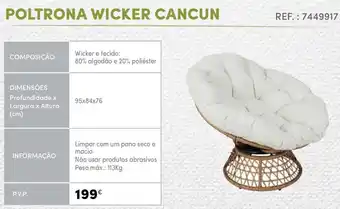 Continente Poltrona Wicker Cancun 95 x 84 x 76cm promoção