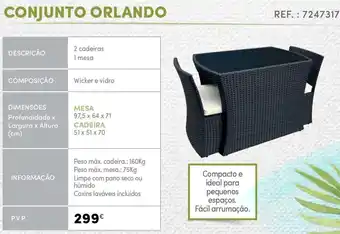 Continente Conjunto Orlando Measa 97,5 x 64 x 71cm/ Cadeira 51 x 51 x 70cm promoção