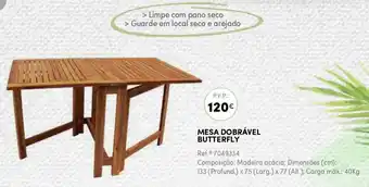 Continente Mesa Dobrável Butterfly 40kg promoção
