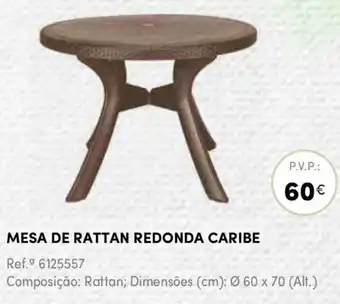 Mesa de Rattan Redondo Caribe ø60 x 70cm