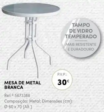 Mesa de Metal Branca ø 60 x 70cm