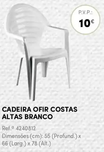 Continente Cadeira Ofir Costas Altas Branco 55 x 66 x 78cm promoção