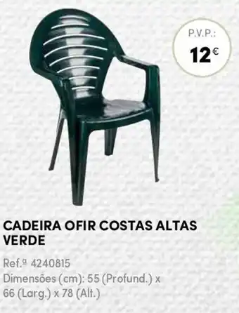 Continente Cadeira Ofir Costal Altas Verde 55 x 66 x 78cm promoção