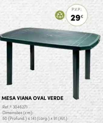 Continente Mesa Viana Oval Verde 50 x 141 x 91cm promoção