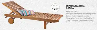 Continente Espreguiçadeira Acácia 200 x 70 x 34cm 120kg promoção