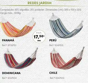 Continente Redes Jardim Panamá/ Perú/Dominicana/Chile 200 x 100 x 200cm 100kg promoção