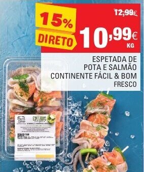 Espetada de Pota E Salmão Continente Fácil & Bom