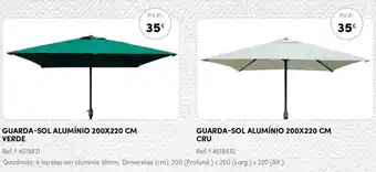 Continente Guarda-Sol Alumínio 200 x 300cm Verde/ Guarda-Sol Alumínio 200 x 220cm Cru promoção